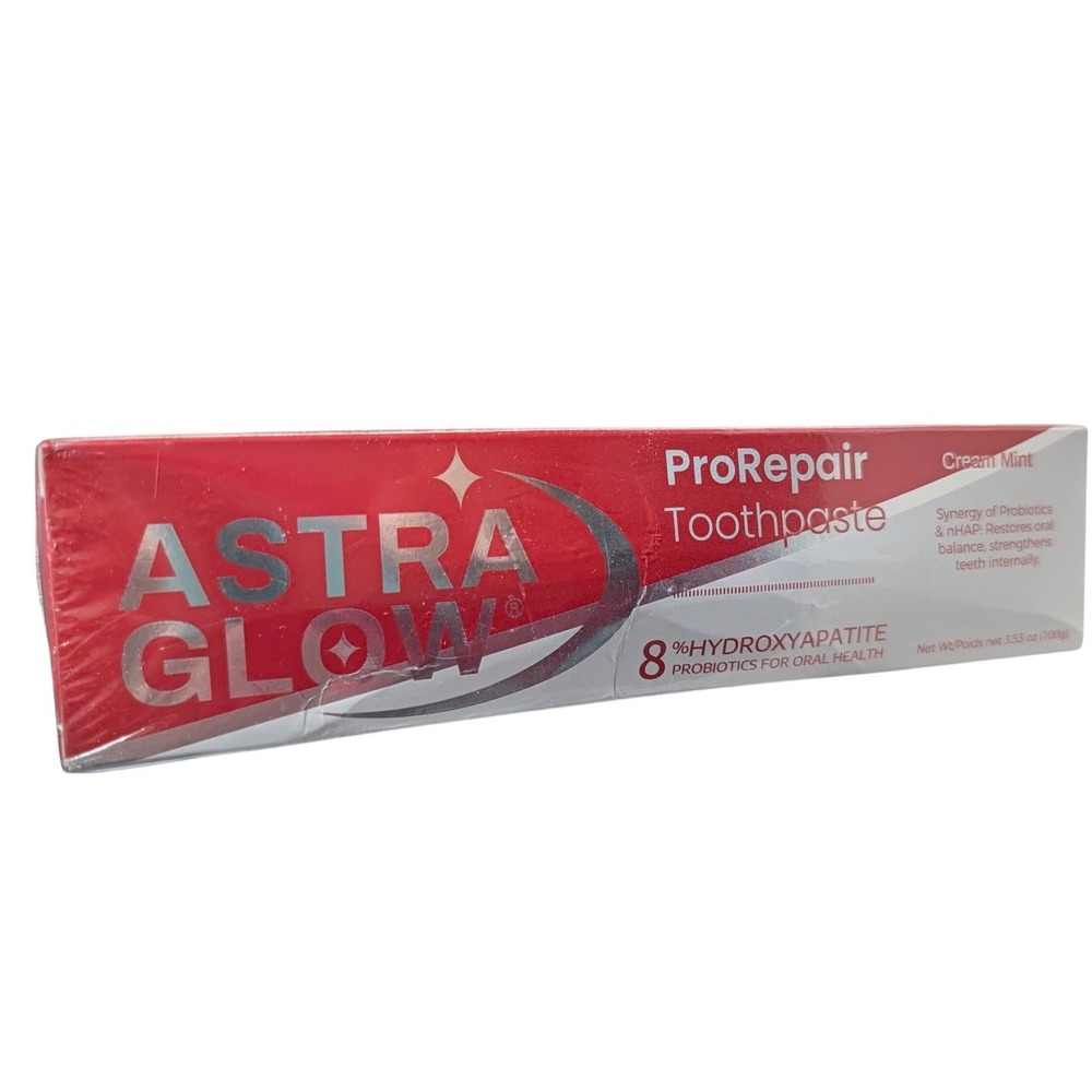 Astra Glow ProRepair Toothpaste 8% Hydroxyapatite Probiotics Cream Mint 3.53oz